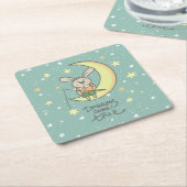 Dreams komen uit | Bunny op de maan Kartonnen Onderzetters (Schuin)