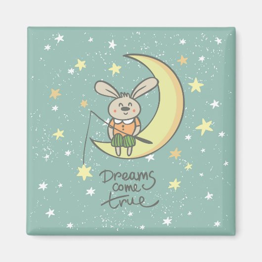 Dreams komen uit | Bunny op de maan Magneet (Voorkant)