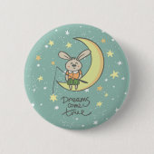 Dreams komen uit | Bunny op de maan Ronde Button 5,7 Cm (Voorkant)