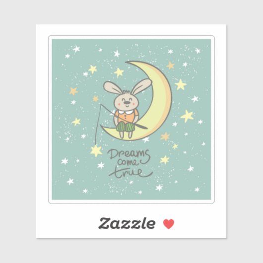 Dreams komen uit | Bunny op de maan Sticker (Vel)