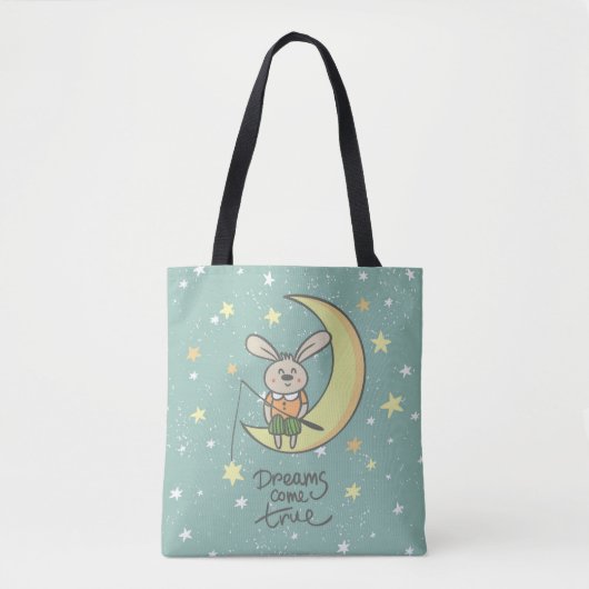 Dreams komen uit | Bunny op de maan Tote Bag (Voorkant)