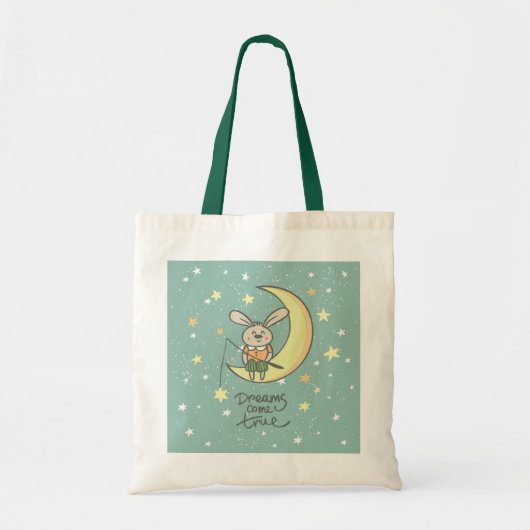 Dreams komen uit | Bunny op de maan Tote Bag (Voorkant)
