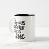 Dreams komen uit tweekleurige koffiemok (Voorkant links)