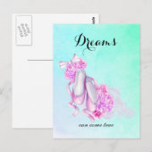 Dreams kunnen echte balletslippers in Waterverf kr Briefkaart (Voorkant / Achterkant)
