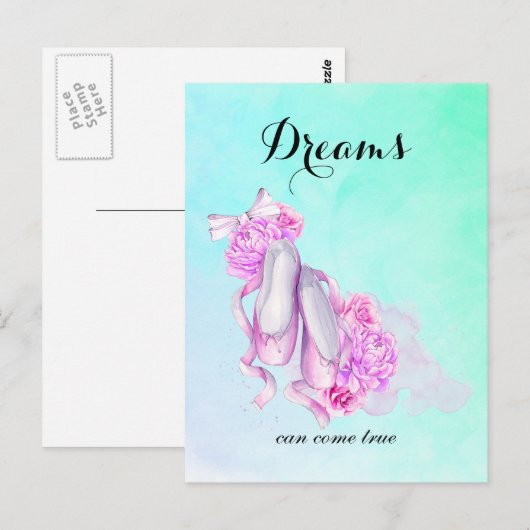 Dreams kunnen echte balletslippers in Waterverf kr Briefkaart (Voorkant / Achterkant)