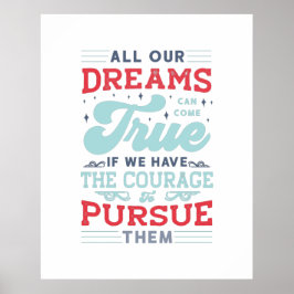 Dreams kunnen echte rode blauwe lettertjes in typo poster