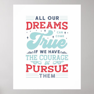 Dreams kunnen echte rode blauwe lettertjes in typo poster