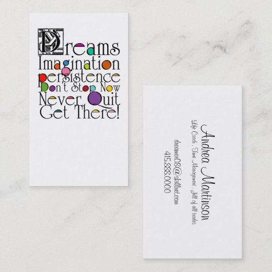 Dreams Life Coach Visitekaartje (Voorkant / Achterkant)