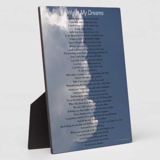 Dreams Love Poem Fluffy White Clouds EASEL Fotoplaat (Zijkant)