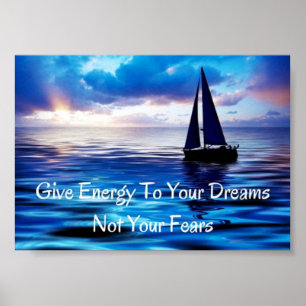 Dreams Motivatie Quote Sailboat Ocean Poster