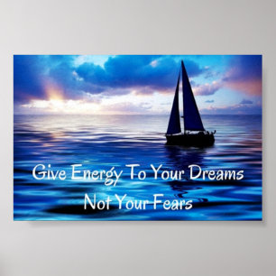 Dreams Motivatie Quote Sailboat Ocean Poster