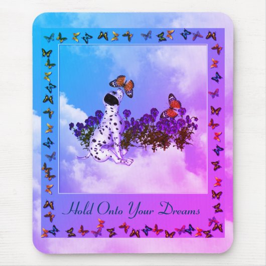 Dreams Puppy Butterflies Inspirerend Muismat (Voorkant)