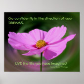 Dreams Quote Cosmos Flower Inspirerend Poster (Voorkant)