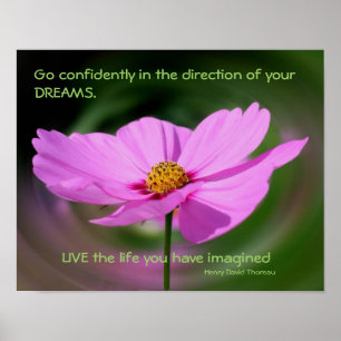Dreams Quote Cosmos Flower Inspirerend Poster
