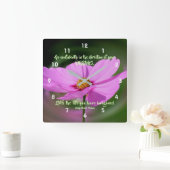 Dreams Quote Cosmos Flower Inspirerend Vierkante Klok (Huis)