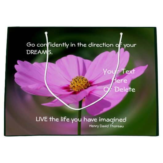 Dreams Quote Cosmos Inspirerend gepersonaliseerd Groot Cadeauzakje (Voorkant)