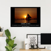 Dreams Sunset Sailboat Motivatie Poster (Thuiskantoor)