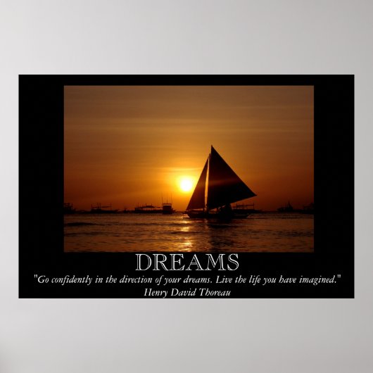 Dreams Sunset Sailboat Motivatie Poster (Voorkant)