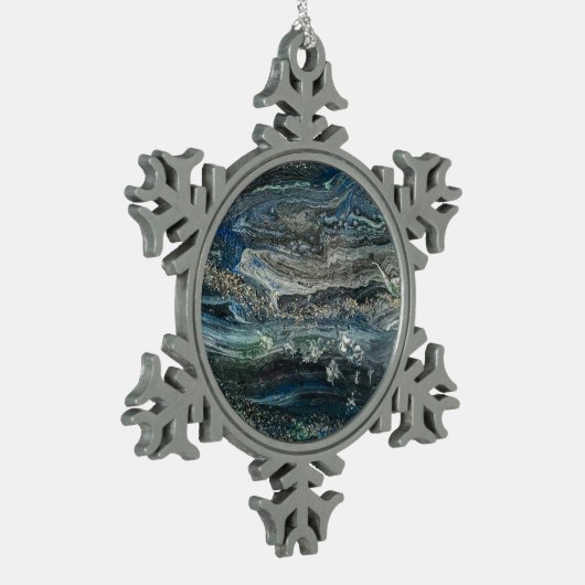 Dreams van de Ocean'20 abstracte schilderende kera Tin Sneeuwvlok Ornament (Links)