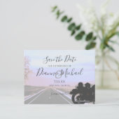Dreams van de Open Road Motorcycle Wedding Aankondigingskaart (Staand voorkant)