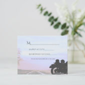 Dreams van de Open Road Motorcycle Wedding RSVP Kaartje (Staand voorkant)