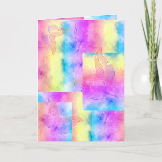 [Dreams Waterverf] Faded parelkleurstof vlinder Kaart (Voorkant)