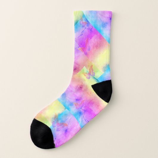 [Dreams Waterverf] Soft Pastel Colors Butterfly Sokken (Links - buitenkant)