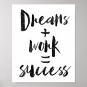 Dreams + Werk = Succes Poster (Voorkant)