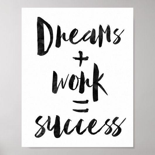 Dreams + Werk = Succes Poster (Voorkant)