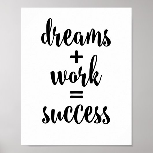 Dreams + Werk = Succes Poster (Voorkant)