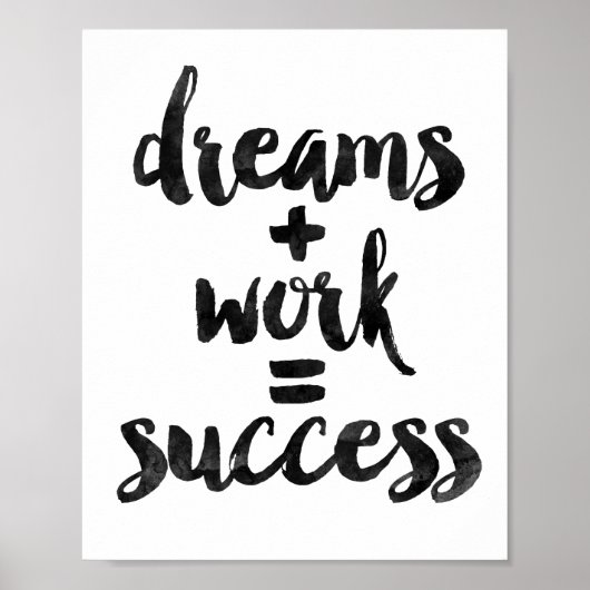 Dreams + Werk = Succes Poster (Voorkant)