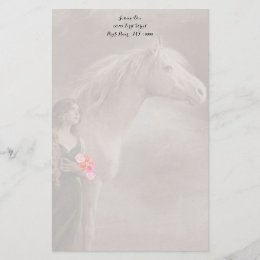 Dreams White Stallion Horse Stationery Note paper Briefpapier (Voorkant)