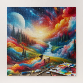 Dreamscape Abstract: levendige digitale kunstprint Legpuzzel