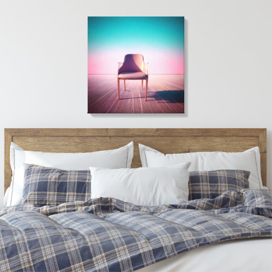 Dreamscape Elegance: Hedendaagse stoel in Gradien Canvas Afdruk (Insitu (Slaapkamer))