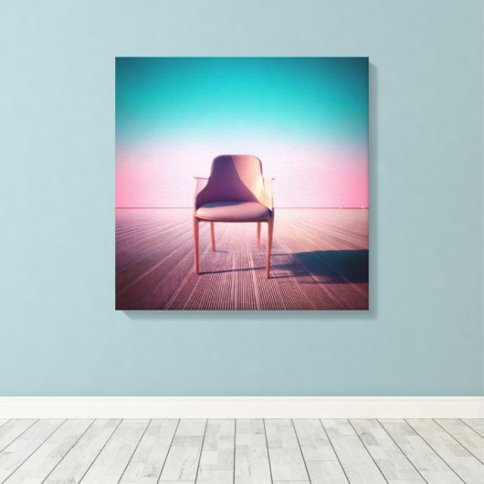Dreamscape Elegance: Hedendaagse stoel in Gradien Canvas Afdruk (Insitu (Houten vloer))