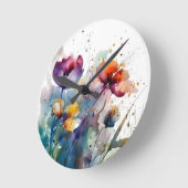 Dreamscape Garden: Abstracte Waterverf bloemen Ronde Klok (Hoek)