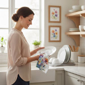 Dreamscape Garden: Abstracte Waterverf bloemen Theedoek