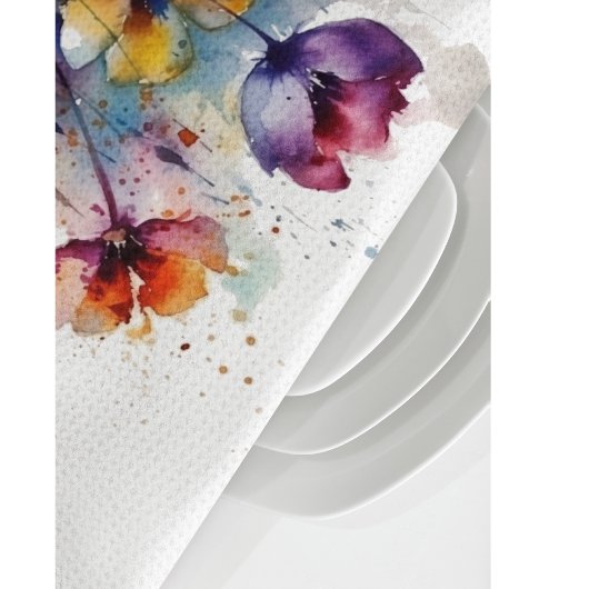 Dreamscape Garden: Abstracte Waterverf bloemen Theedoek