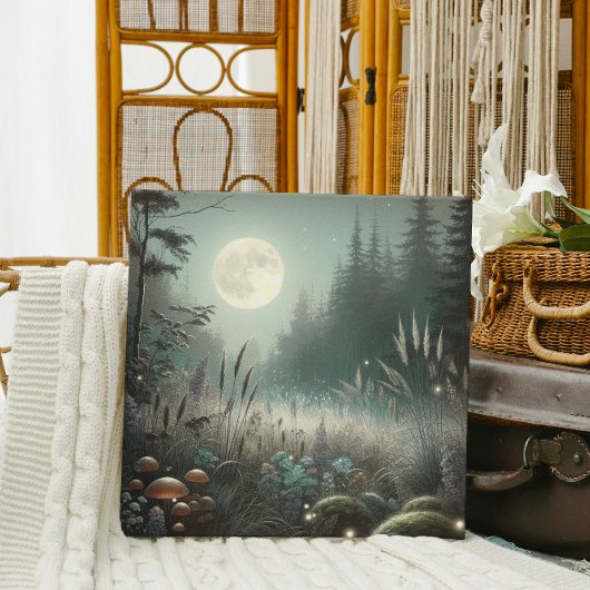 "Dreamscape Glow – Enchanted Twilight Meadow Canvas Afdruk