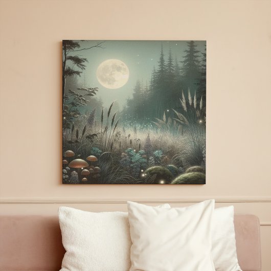 "Dreamscape Glow – Enchanted Twilight Meadow Canvas Afdruk