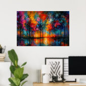 Dreamscape Grove Colorful Trees at Dusk Poster (Thuiskantoor)