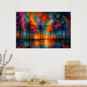 Dreamscape Grove Kleurrijke Bomen bij Schemering Poster (Keuken)