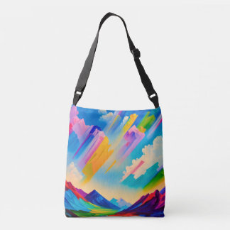 Dreamscape Horizons – Levendig Abstract Landschap  Crossbody Tas