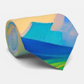 Dreamscape Horizons – Levendig Abstract Landschap Stropdas (Opgerold)