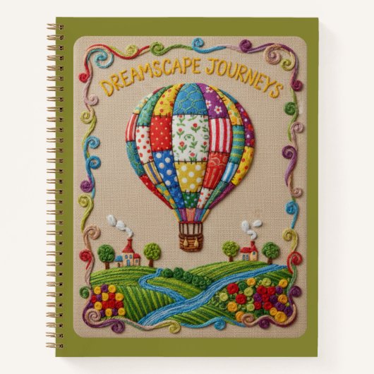 Dreamscape Journeys Embroidered Hot Air Balloon Notitieboek (Voorkant)