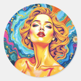 Dreamscape – levendige surrealistische portretkuns ronde sticker