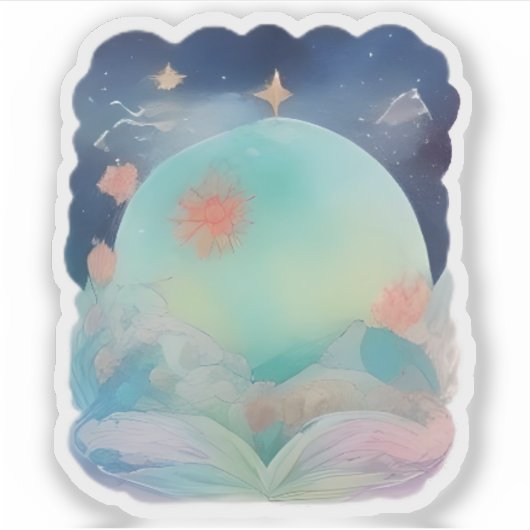 Dreamscape Open Boek Universum Sticker (Voorkant)
