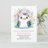 Dreamscape Waterverf Meisje Penguin Baby shower Kaart (Staand voorkant)