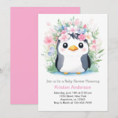 Dreamscape Waterverf Meisje Penguin Baby shower Kaart (Voorkant / Achterkant)