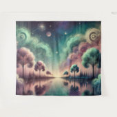 Dreamscape wervelende bomen Kosmische reflecties Wandkleed (Voorkant (horizontaal))